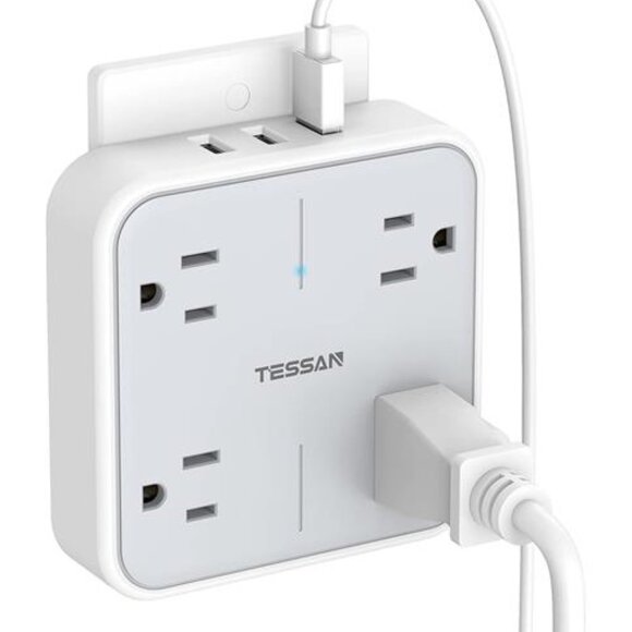 Multi Plug Outlet Extender with USB, TESSAN Surge Protector Splitter 3 USB Wall